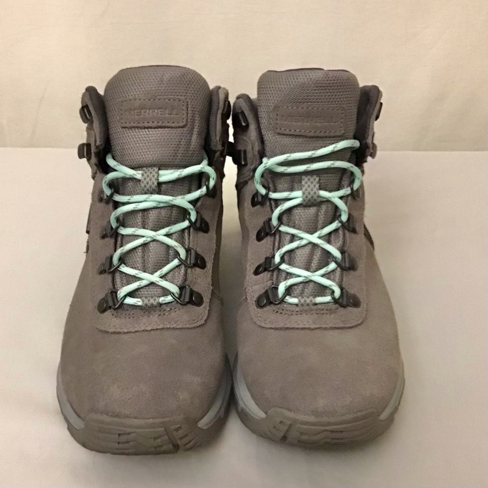 Merrell 10 Women's Erie Mid Waterproof Hiking Boots Gray Shoes *Missing Insoles* - Picture 5 of 12